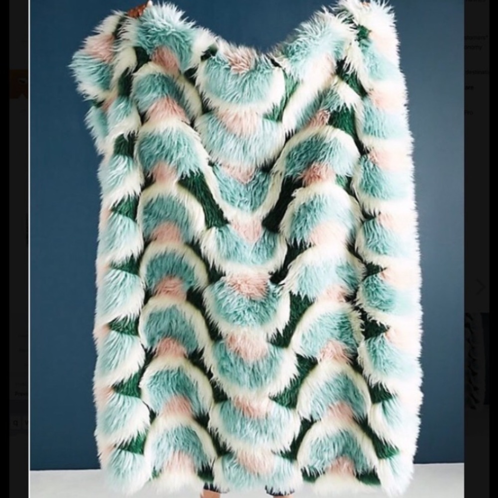 Anthropologie Juniper Faux Fur Throw Blanket